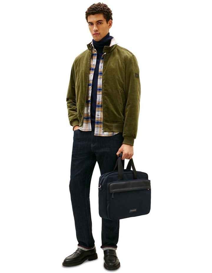 Daily Nylon Logo Patch Computer Bag in Black