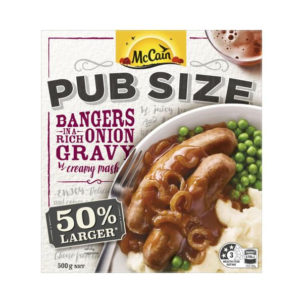 MCCAIN PUB SIZE BANGERS & MASH 500G