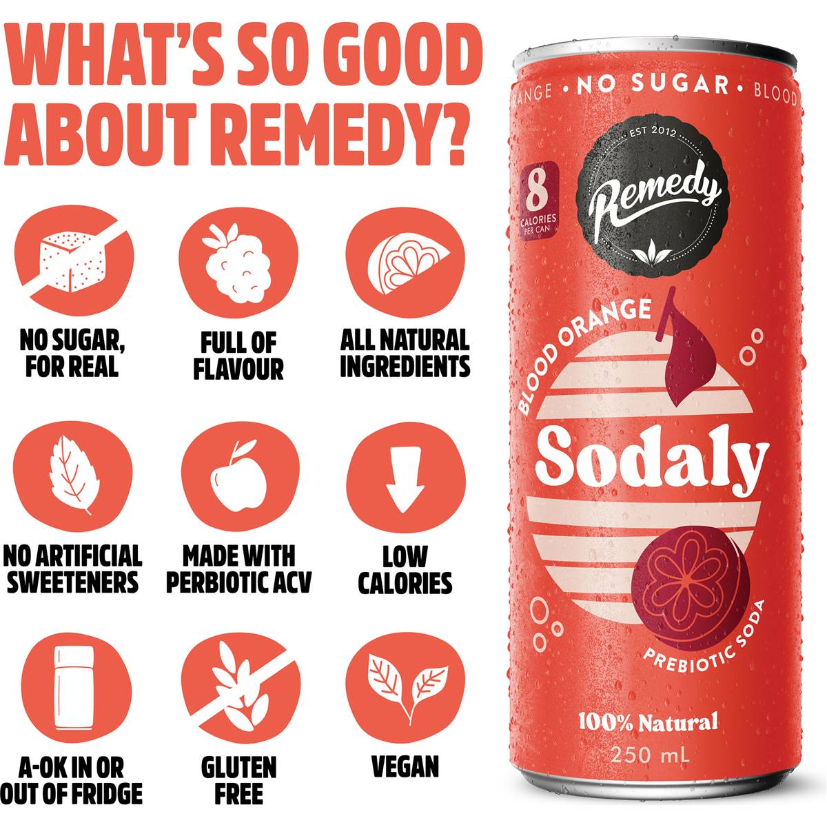 Remedy Sodaly Blood Orange 4 x 250ml