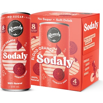 Remedy Sodaly Blood Orange 250mL x 4 pack