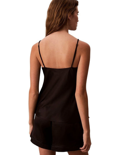 Satin Sheen Cami With Piping in Black