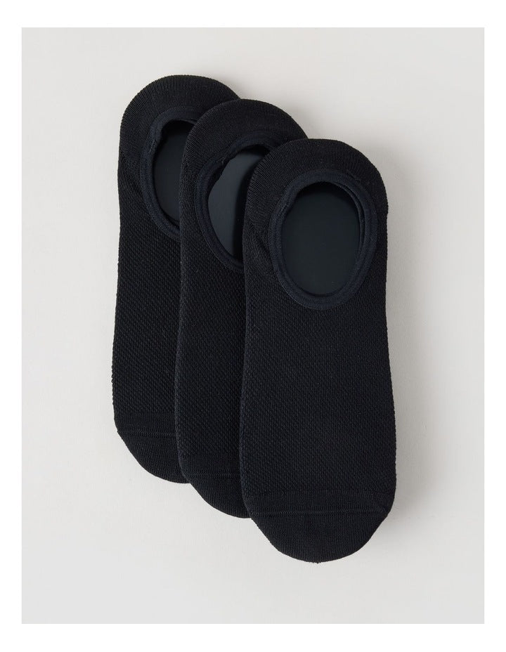 3 Pack Australian Cotton No Show Socks in Black