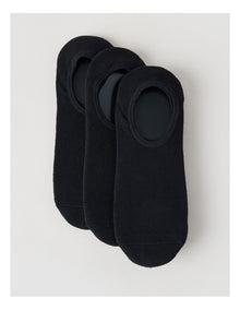 3 Pack Australian Cotton No Show Socks in Black