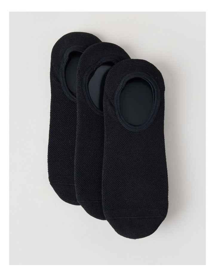 3 Pack Australian Cotton No Show Socks in Black