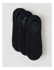 3 Pack Australian Cotton No Show Socks in Black