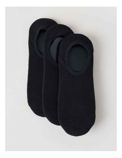 3 Pack Australian Cotton No Show Socks in Black