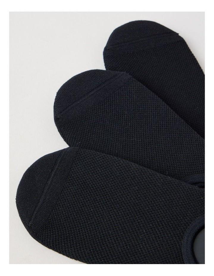 3 Pack Australian Cotton No Show Socks in Black