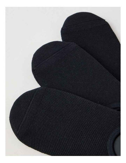 3 Pack Australian Cotton No Show Socks in Black