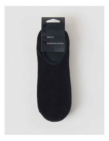 3 Pack Australian Cotton No Show Socks in Black