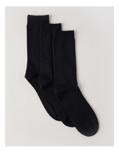 3 Pack Australian Cotton Plain Socks in Black