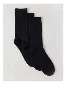 3 Pack Australian Cotton Plain Socks in Black