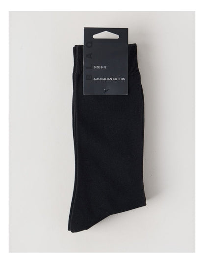 3 Pack Australian Cotton Plain Socks in Black