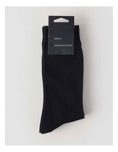 3 Pack Australian Cotton Plain Socks in Black