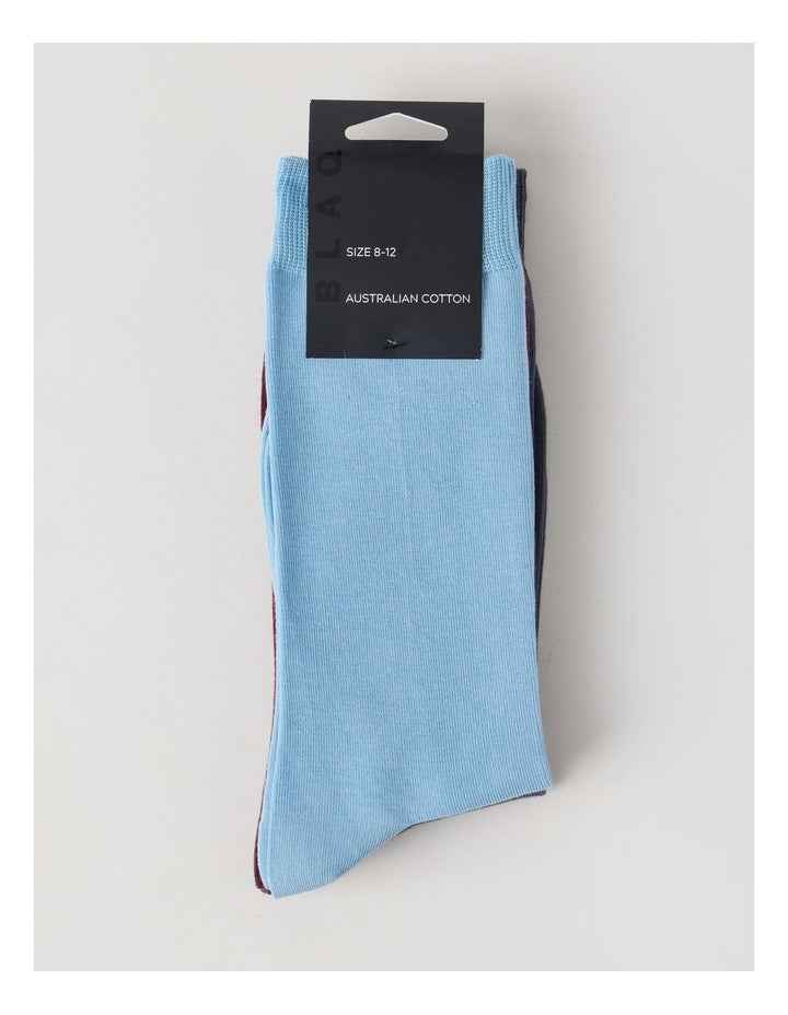 3 Pack Australian Cotton Plain Socks in Blue, Prune, & Pewt