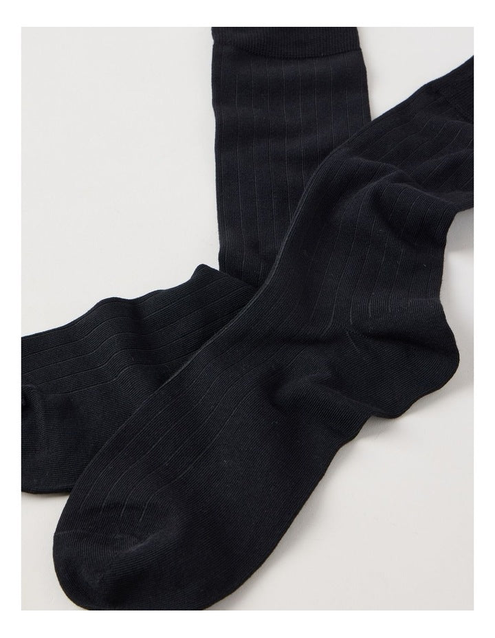 Australian Cotton Wide Rib Socks in Black