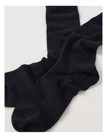 Australian Cotton Wide Rib Socks in Black