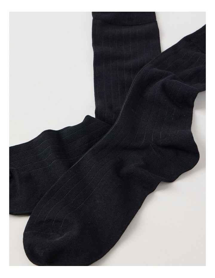 Australian Cotton Wide Rib Socks in Black