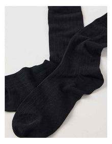 Australian Cotton Wide Rib Socks in Black