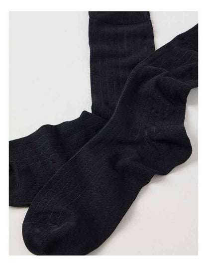 Australian Cotton Wide Rib Socks in Black