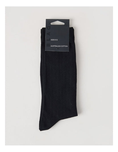 Australian Cotton Wide Rib Socks in Black