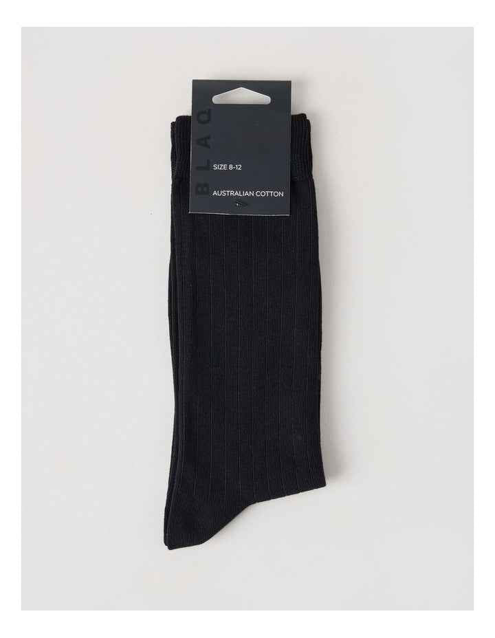Australian Cotton Wide Rib Socks in Black