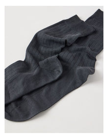 Australian Cotton Wide Rib Socks in Iron