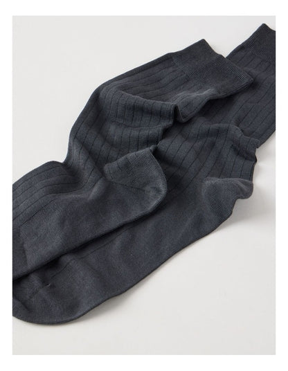Australian Cotton Wide Rib Socks in Iron