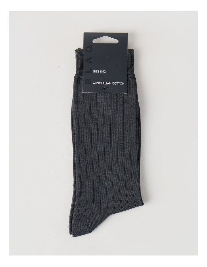 Australian Cotton Wide Rib Socks in Iron
