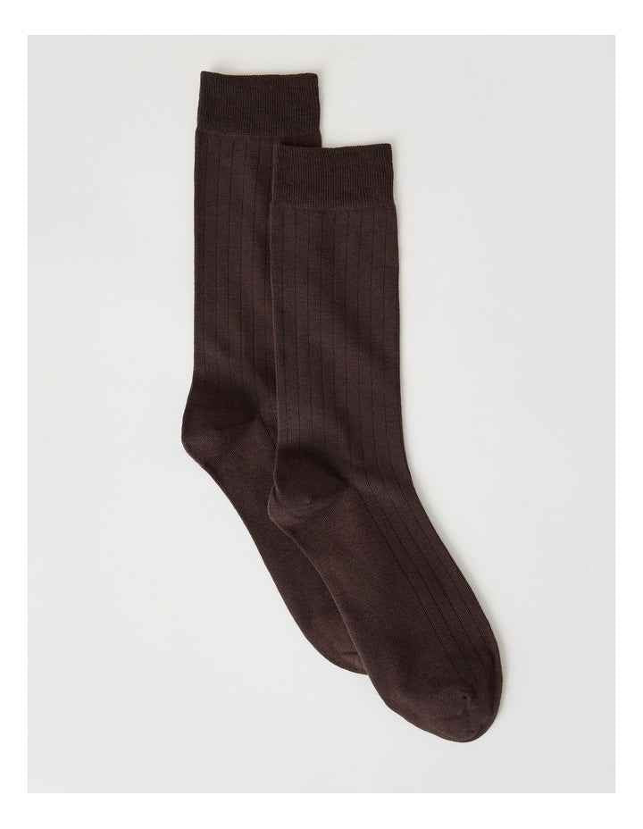 Australian Cotton Wide Rib Socks in Dark Chocolate