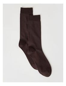 Australian Cotton Wide Rib Socks in Dark Chocolate