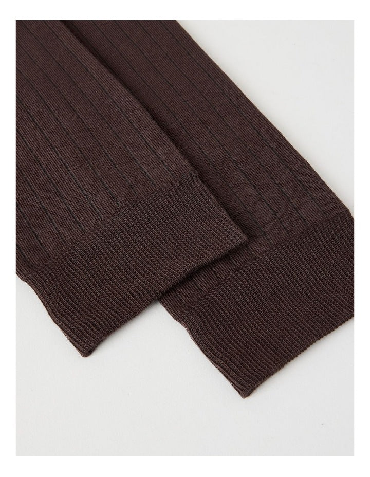 Australian Cotton Wide Rib Socks in Dark Chocolate