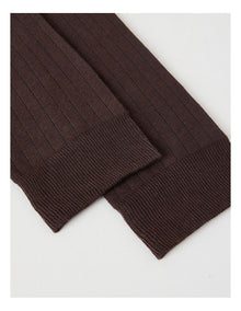 Australian Cotton Wide Rib Socks in Dark Chocolate