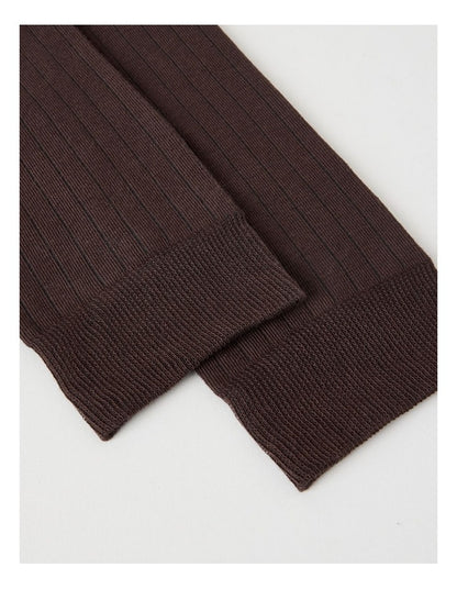Australian Cotton Wide Rib Socks in Dark Chocolate