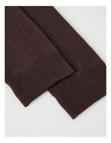Australian Cotton Wide Rib Socks in Dark Chocolate