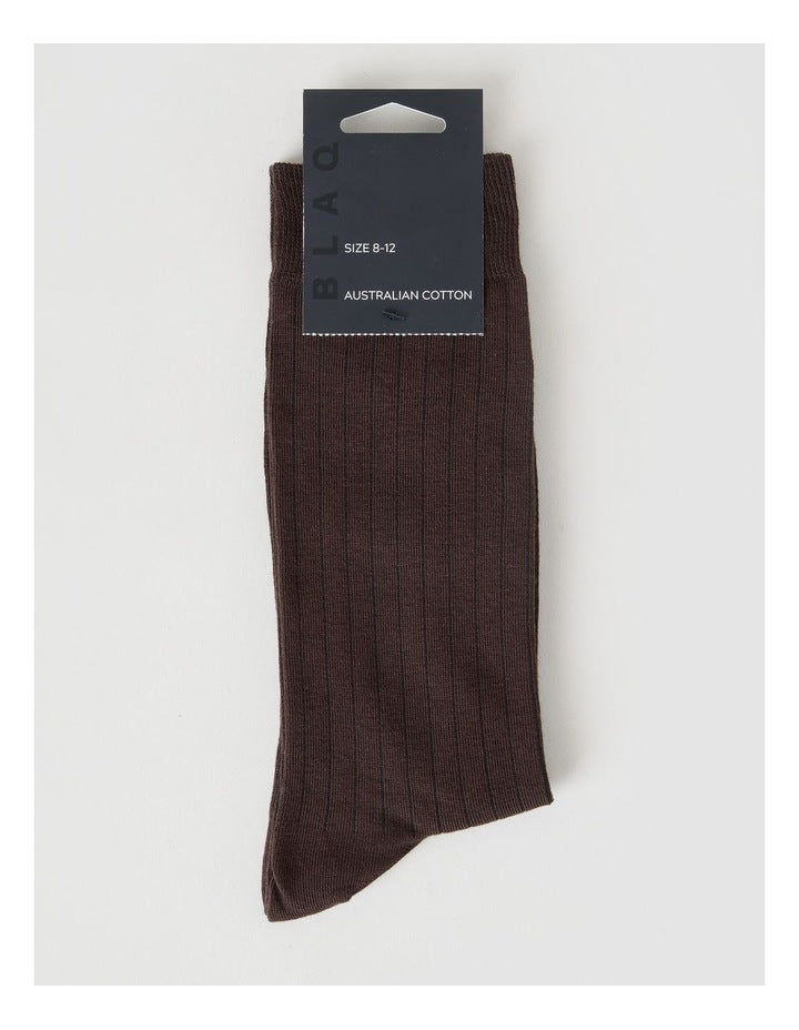 Australian Cotton Wide Rib Socks in Dark Chocolate