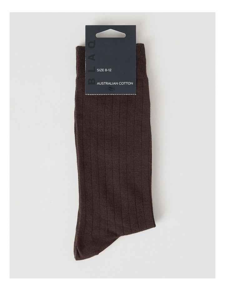 Australian Cotton Wide Rib Socks in Dark Chocolate