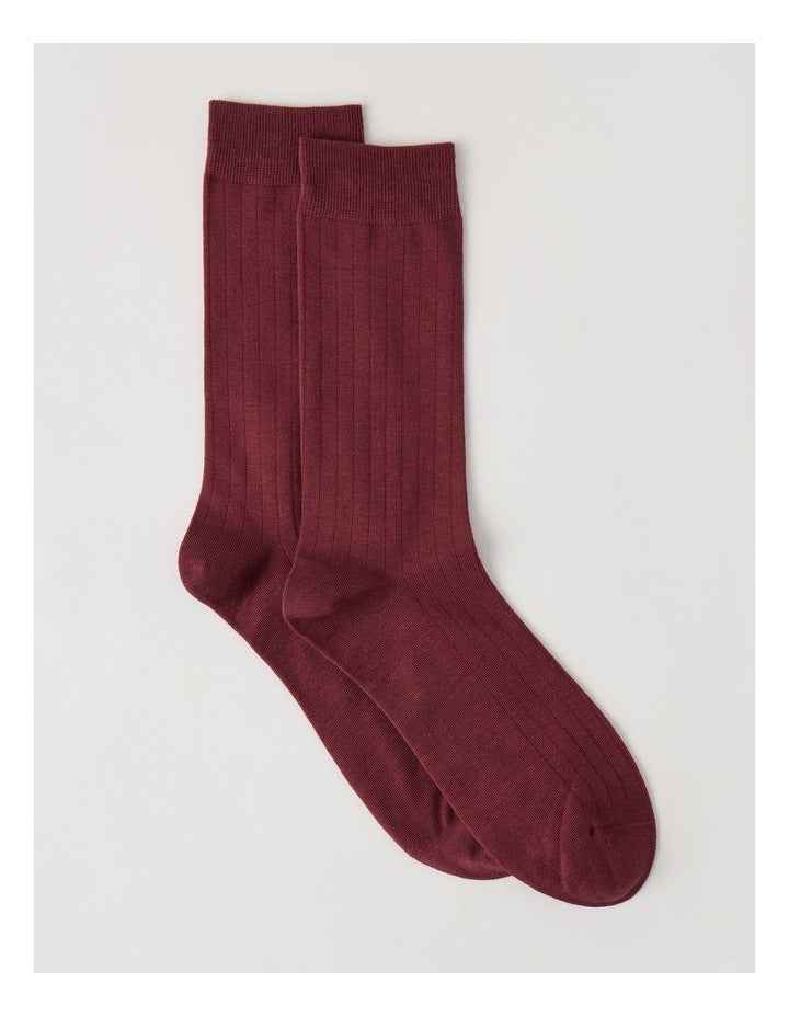 Australian Cotton Wide Rib Socks in Wine