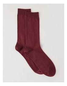 Australian Cotton Wide Rib Socks in Wine
