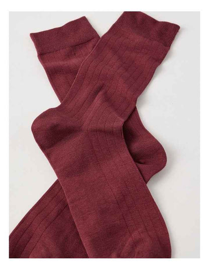 Australian Cotton Wide Rib Socks in Wine