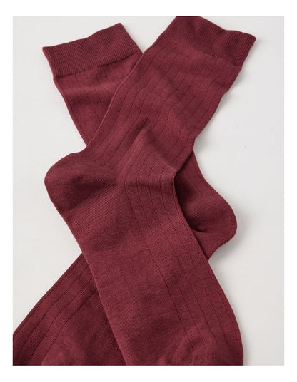 Australian Cotton Wide Rib Socks in Wine