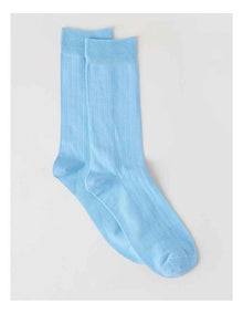 Australian Cotton Wide Rib Socks in Soft Blue