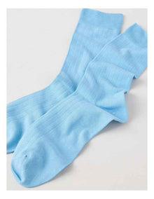 Australian Cotton Wide Rib Socks in Soft Blue