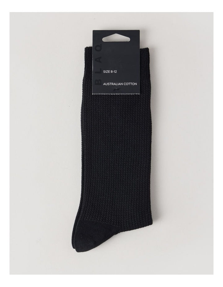 Australian Cotton Waffle Socks in Black