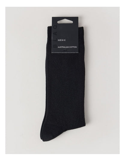 Australian Cotton Waffle Socks in Black