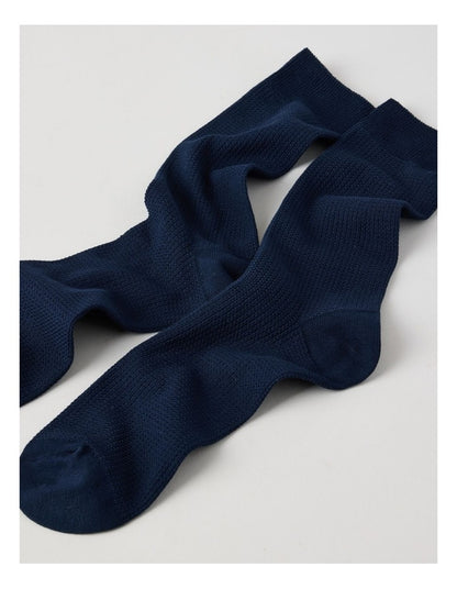 Australian Cotton Waffle Socks in Navy