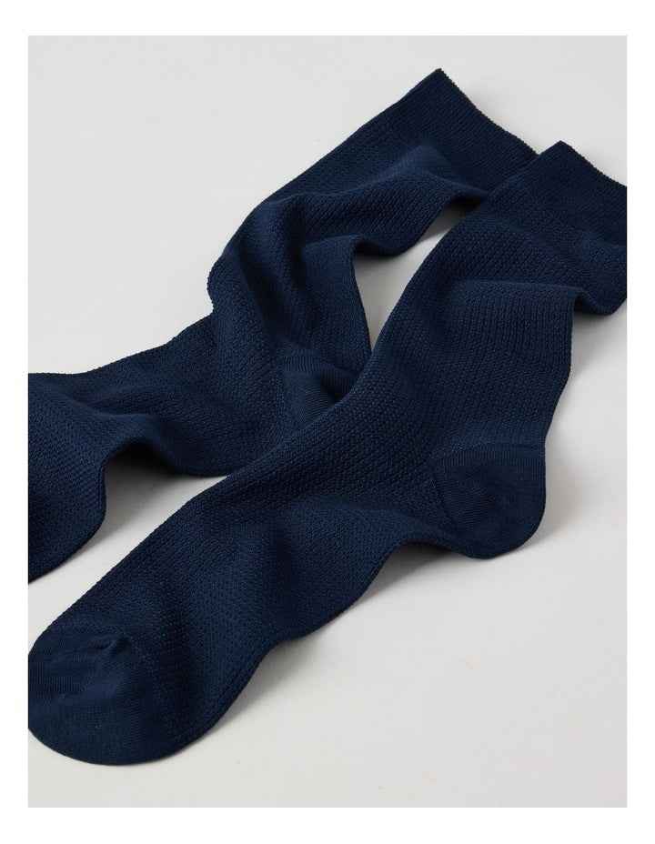 Australian Cotton Waffle Socks in Navy