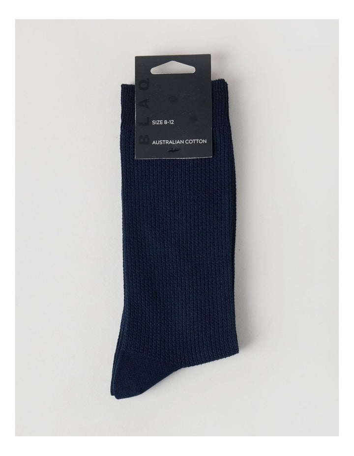 Australian Cotton Waffle Socks in Navy