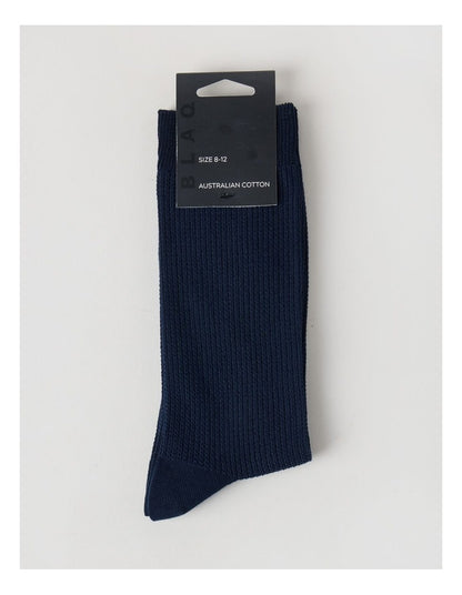 Australian Cotton Waffle Socks in Navy