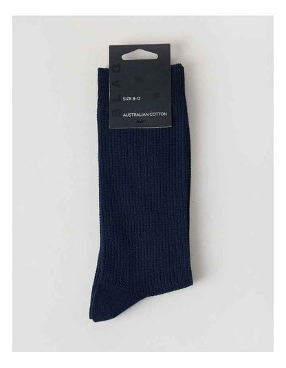 Australian Cotton Waffle Socks in Navy