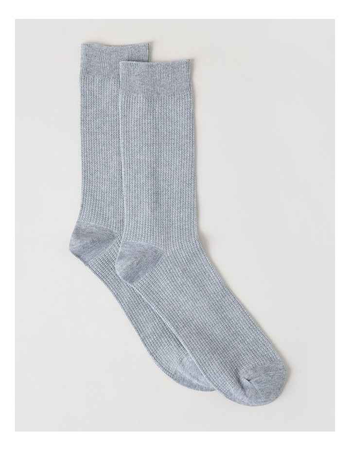 Australian Cotton Waffle Socks in Mid Grey Marle